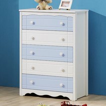 미자크 쎌리나 5단서랍장 / 수납장 주니어 키즈 어린이 틈새서랍장 800 600, 블루화이트(800)