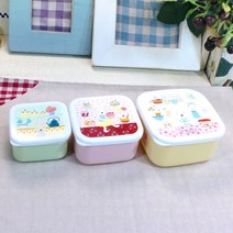 슈크레 3단도시락 (사각) (BISCUITS), 옐로우, 1개