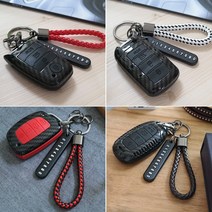 그린텍 현대 올뉴아반떼CN7 베뉴 아반떼AD 벨로스터N LF소나타 카본 키케이스 키홀더, 옵션26) 기아 스마트키 5버튼 K타입 레드 + 키링 블랙