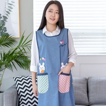 데코에버 두마리토끼 데님앞치마(원피스형), 블루(빅L사이즈)