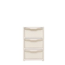 보네드 끌레두 라탄 플라스틱 다용도 수납 서랍장, 3단슬림형서랍장