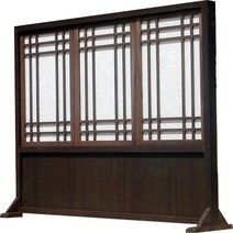 {생활의 지혜] 040-405 폭 120 x 높이 97 cm 월넛색 양면 동일 디자인 찢김 방지 한지 사용 식당용 인테리어 파티션 생산 공장 비 규격 생산 가능