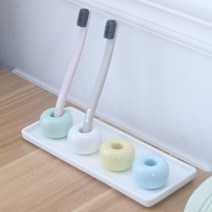 에코컴퍼니 간편한 무지 도자기 칫솔꽃이, 화이트+핑크, 2개입