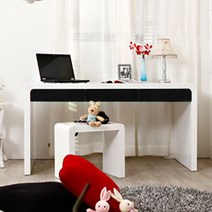 리치웰 하이그로시 컬러풀 멀티 서랍셋 화장대 1200 (의자별도), 몸통화이트_서랍블랙