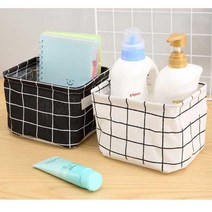 도매오빠 코튼 린넨 미니 바구니, 화이트