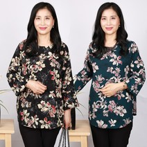 노브패리스 중년여성의류 A87 수선화뒷단추BL 엄마 할머니 우아한 봄 가을 긴팔 플라워 꽃무늬 빅사이즈 블라우스 셔츠 세일상품