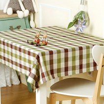 찬미디자인 식탁보 테이블보 체크, 올리브브라운, 2인식탁보 130x108