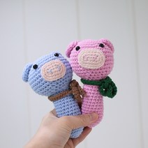 피그피그 딸랑이 만들기 DIY키트 뜨개질 DIY 패키지, 옐로우, 1개