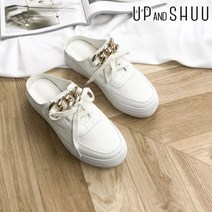 업앤슈 크리니어 여성 뮬 운동화 스니커즈 체인 블로퍼 슬립온 슬리퍼3cm