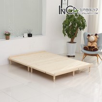 잉카 플로렌스 북유럽 평상형 원목 침대 퀸 사이즈 무헤드, 내추럴