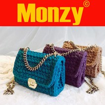몬지 monzy 스퀘어 백 핸드 메이드 가방 완제품 15가지색 주문 제작 패브릭 얀 코바늘 뜨기 니팅 뜨개질 니트 손뜨개 선물