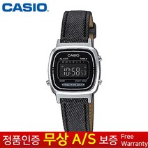 (카시오) CASIO 정품보증 여성여자학생아동 블랙가죽밴드손목시계 LA670WL-1B