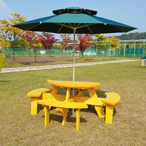 대성하우징(주) 야외테이블 방부 원형테이블 야외용 테이블 파라솔별매, 연녹색