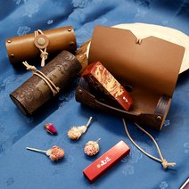 도장꾹 운수대통 행운도장 수제도장 12종, 20_[추가] 가죽도장케이스 카키 소_앞면각인