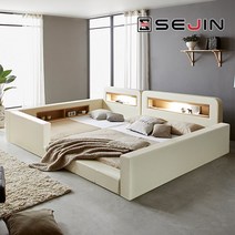 세진침대 스마일 LED 수납 범퍼형 패밀리침대, 6-1.스마일 범퍼형프레임만_아이보리