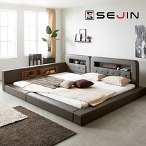 세진침대 코코 LED 수납 오픈형 패밀리침대, 7-3.코코 오픈형 패밀리침대+솔리드독립_초코브라운