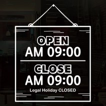 오픈클로즈 영업시간 시트지컷팅 창문스티커_060_우드 디자인_화이트, 화이트