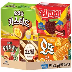 사무실 인기 과자 5종 세트 ( 오리온 오뜨 치즈 + 크라운 빅파이 + 초코하임 + 카스타드 + 후레쉬베리 ) 탕비실 스낵 세트, 1세트, 곽과자 5종