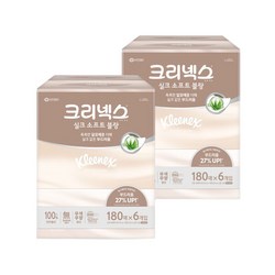 크리넥스 실크소프트 블랑 180매 6입 2팩 각티슈 미용티슈