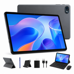 TABWEE T80 10.1인치 안드로이드16 태블릿PC 16GB(4+12) 64GB Widevine L1 키보드 마우스 펜 케이스 세트, 회색, 64GB, Wi-Fi