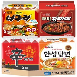 인기 멀티라면 4종 세트 ( 신라면 + 안성탕면 + 얼큰 너구리 + 사천짜파게티 + 부스터 ), 1세트