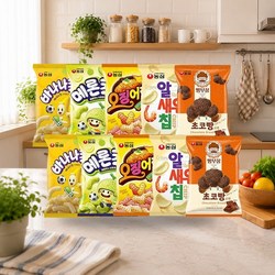 농심 빵부장 초코빵 55g+알새우칩 68g+메론킥 60g+바나나킥 75g+오징어집 78g 각 2개 (총10개)