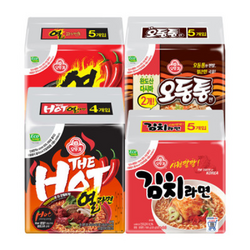 더핫열라면 120G 4개 + 오뚜기 열라면 120g 5개 + 오뚜기 김치라면 120g 5개 + 오뚜기 오동통면 120g 5개