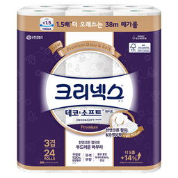 크리넥스 데코 앤 소프트 화이트 3겹 고급롤화장지, 당신의 생활을 더욱 편리하게!