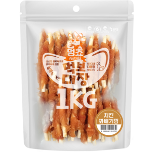 멍쵸 먹보대장, 대용량 강아지간식, 1kg, 1개, 치킨꽈배기껌 · 1개 · 1kg