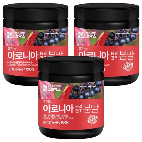 조은약초 아로니아 동결건조 분말, 3개, 100g
