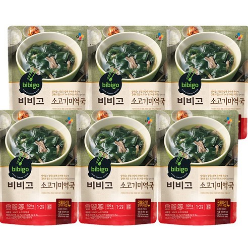 비비고 진한소고기미역국 500g, 500g, 6개