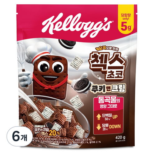 첵스초코 쿠키앤크림 시리얼, 420g, 6개