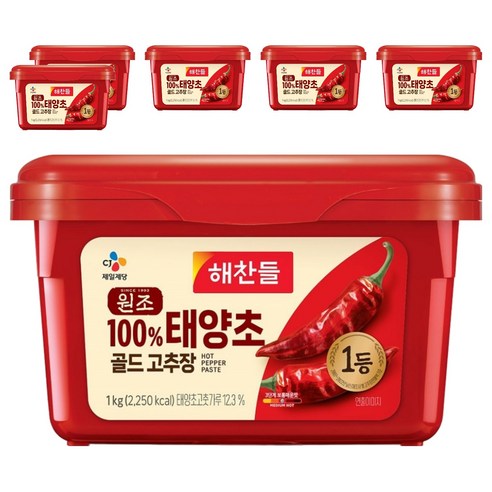 해찬들 태양초 골드 고추장, 1kg, 6개