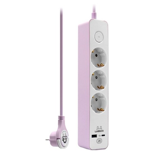 러그 고속충전 USB C타입 고용량 멀티탭 3구 3500W 퍼플핑크, 1개, 1.5m