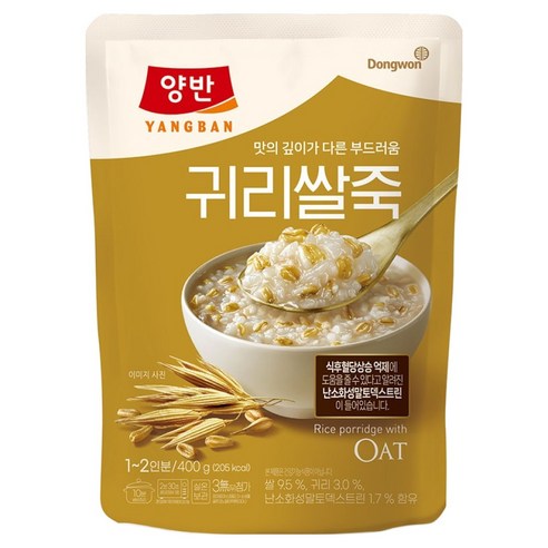 양반 귀리쌀죽 400g(파우치) 1개, 1개, 400g