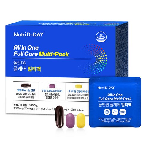 뉴트리디데이 올인원 풀케어 멀티팩 멀티비타민, 30회분, 1개