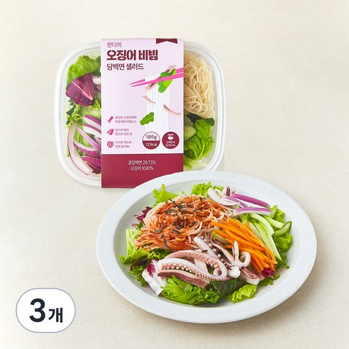 [로켓프레시] 세끼판다 판다의 오징어 비빔 담백면 샐러드, 185g, 3개