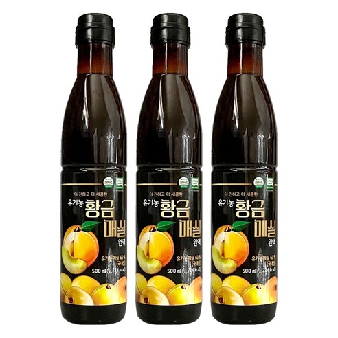 슬로푸드 유기농 황금매실원액, 500ml, 3개