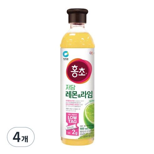 홍초 청정원 레몬 라임 저당, 900ml, 4개