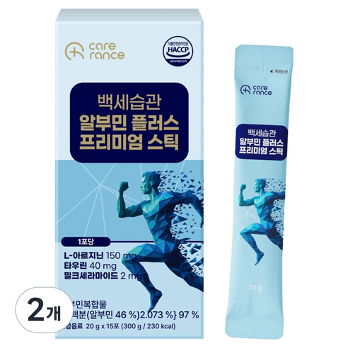 케어란스 백세습관 알부민 플러스 프리미엄 스틱 15p, 2개, 300g