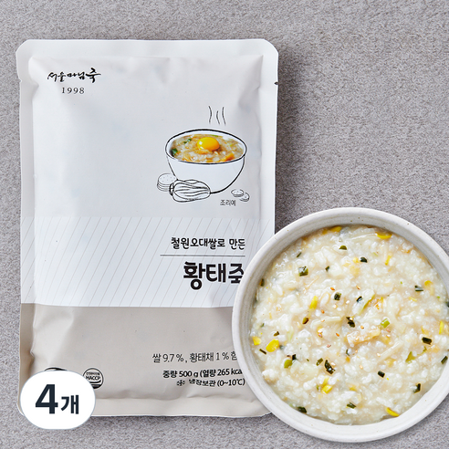 [로켓프레시] 서울마님죽 황태죽 (냉장), 500g, 4개