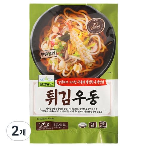칠갑농산 튀김우동, 2개, 428g