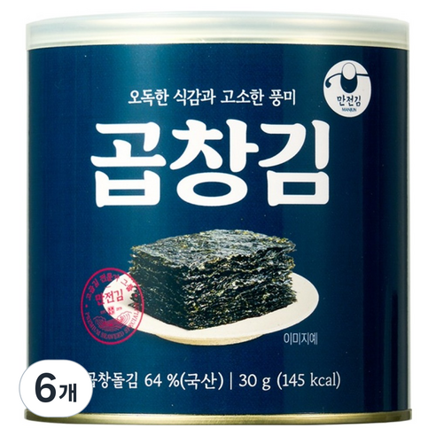 만전김 캔 곱창김, 30g, 6개