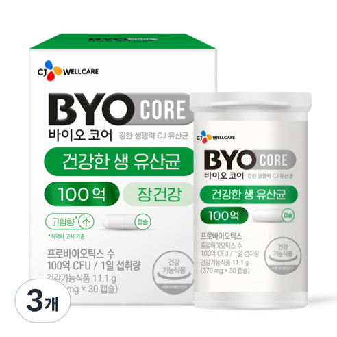 바이오코어 100억 식물성 유산균 캡슐, 30정, 3개