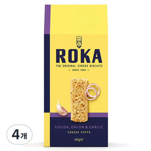 ROKA 고다 치즈 패스츄리 어니언 앤 갈릭, 60g, 4개