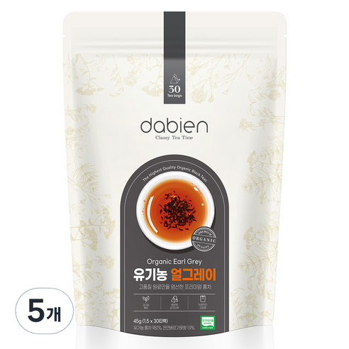 다비앙 생분해티백 유기농 얼그레이 홍차, 1.5g, 30개입, 5개