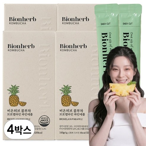 당0g 맛있는 콤부차 파인애플 브로멜라인 19종 유산균 비타민C 비온허브, 5g, 4박스