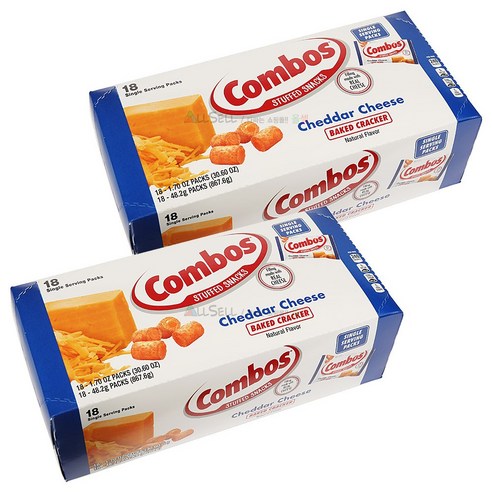 COMBOS STUFFED SNACKS 콤보스 베이크드 스낵 체다 치즈 과자  18팩 2박스