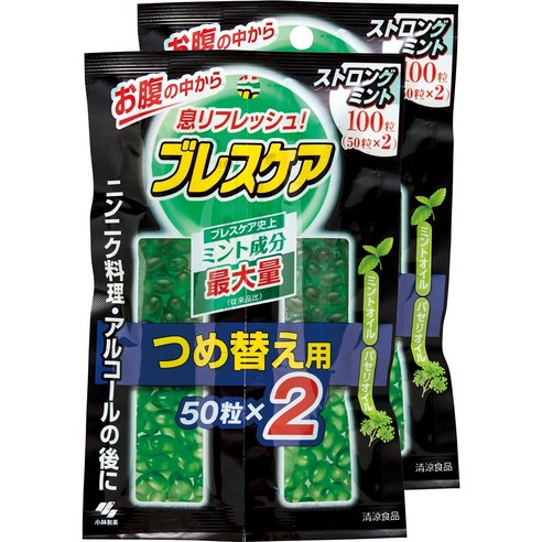 고바야시 브레스케어 물과함께 스트롱민트 리필 100개입, 40g, 2개