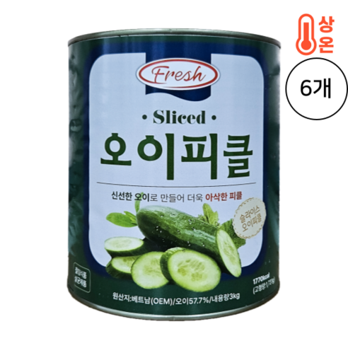 1박스) 그리너리 후레쉬 오이피클 슬라이스 3kg x 6개입
